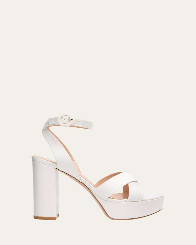Sabrina Satin Crisscross Ankle-Strap Platform Sandals